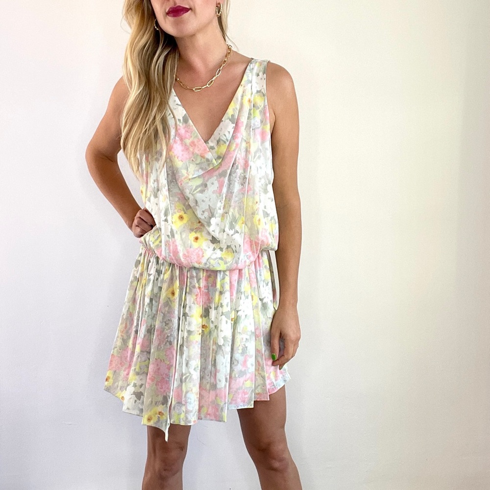 Alice & Olivia Grey, Pastel Pink & Yellow Floral Dress - Picture 4 of 9